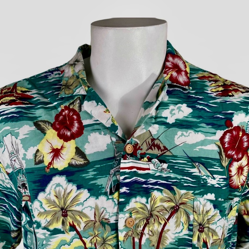 Men's Hawaiian Vintage Tropical Shirt MED Palm Land Tropics Unique!